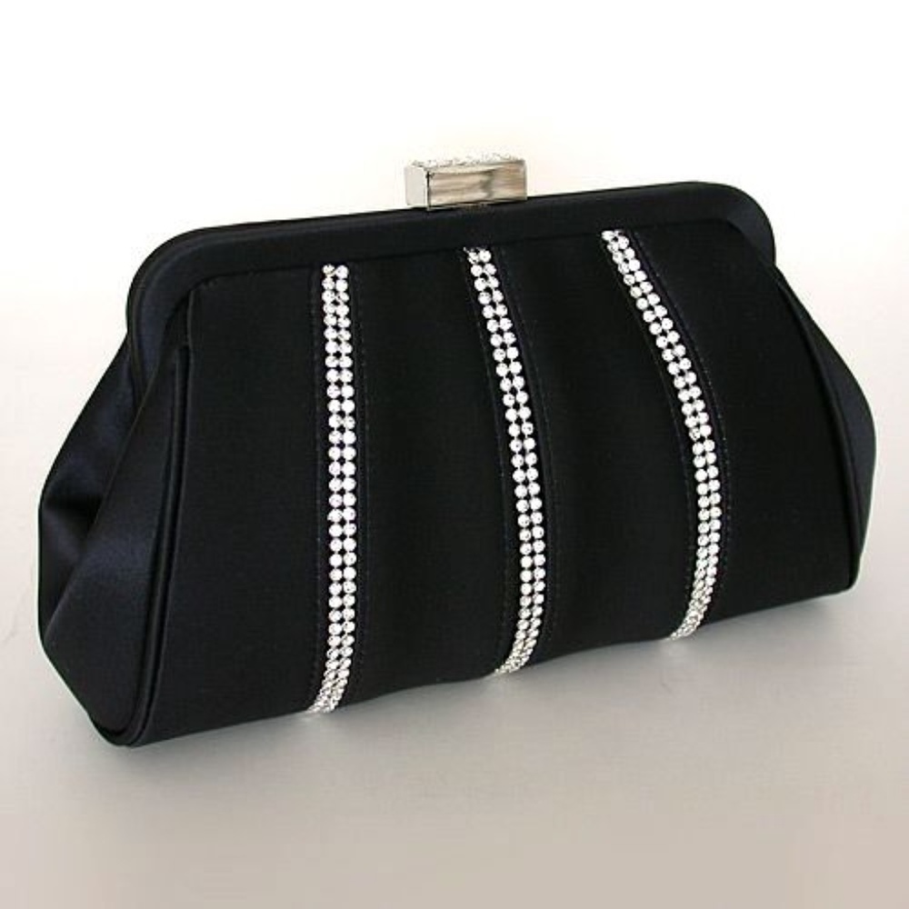 Franchi Black Evening Handbag w/rhinestones